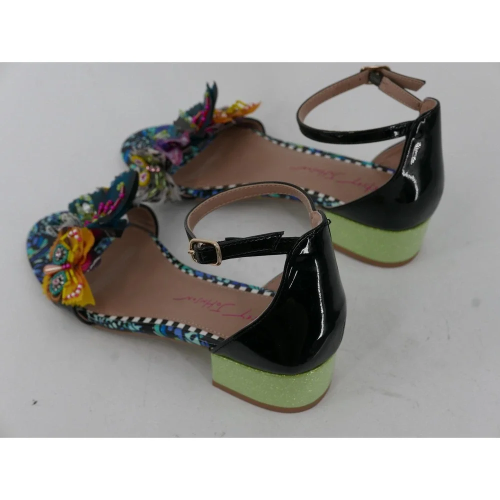 Betsey Johnson Pippy Sandals Multicolor Butterfly Beaded Block Heel Girls 4M